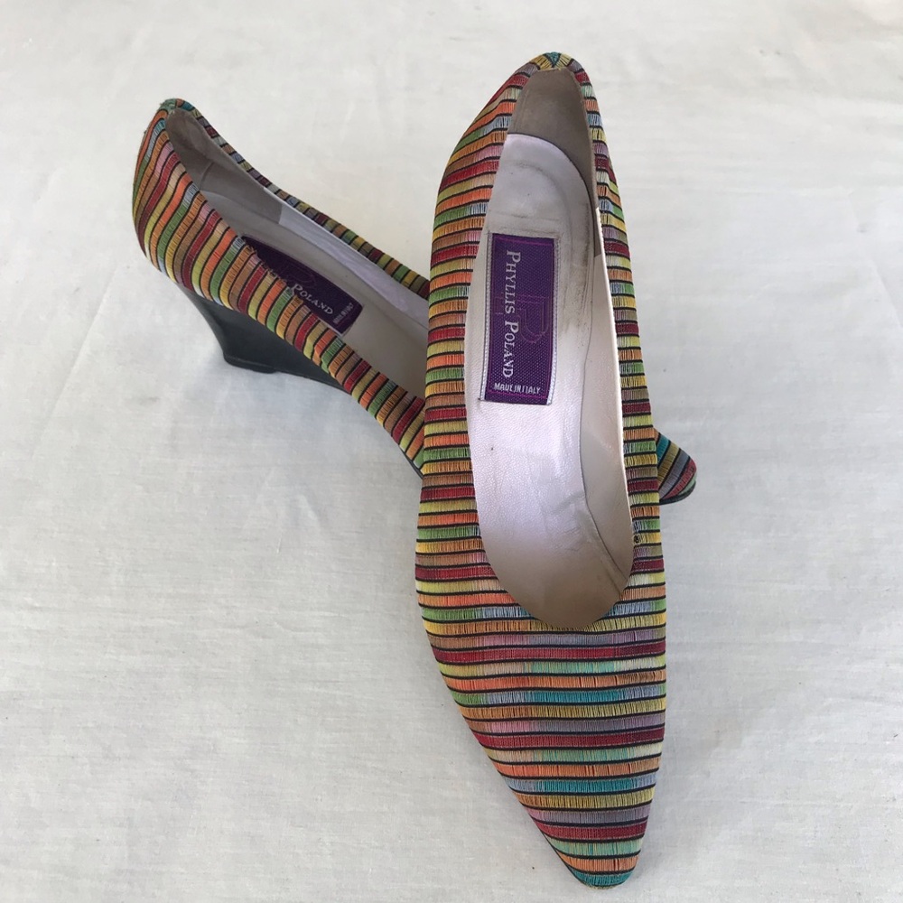 Multicolor Striped Women's Wedged Heels